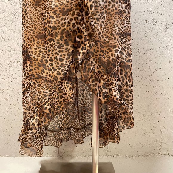 Ruffle High Low Animal Print Wrap Maxi Dress - NWOT - Picture 5 of 11
